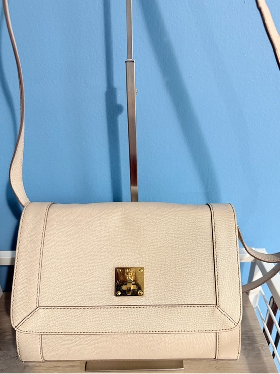 MCM Handbags - MCM Cream Crossbody Shoulder Bag with Gold Hardware